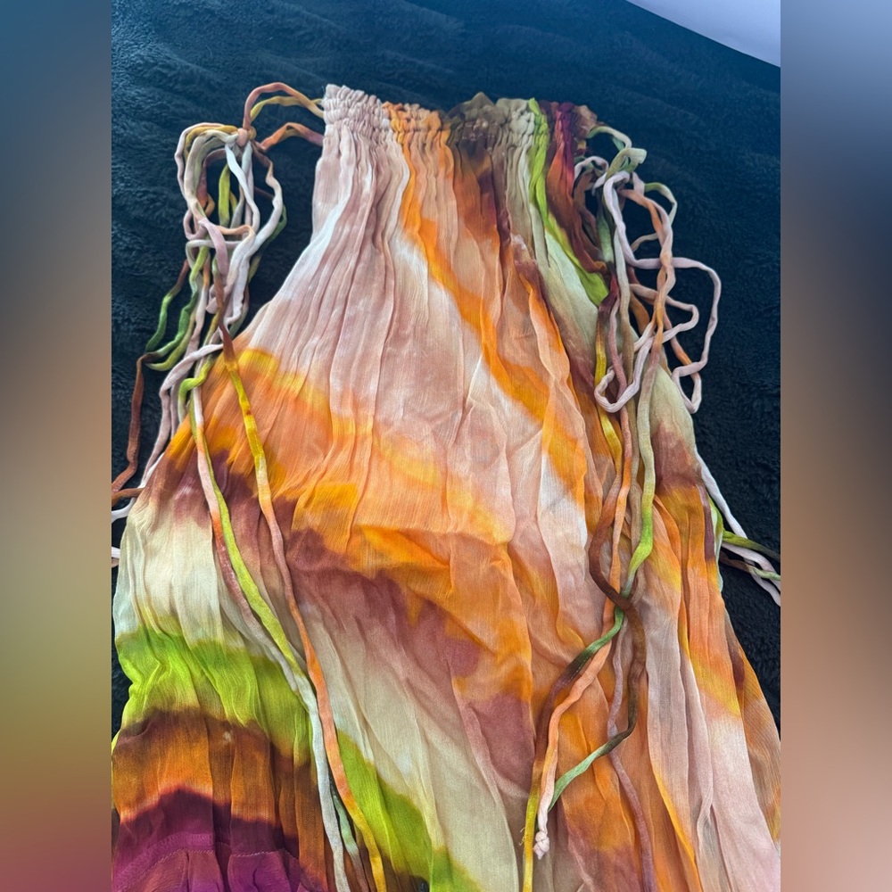 Alemais- Multicolored Ombré Iris Silk Ruffle Maxi Dress - Picture 8 of 10